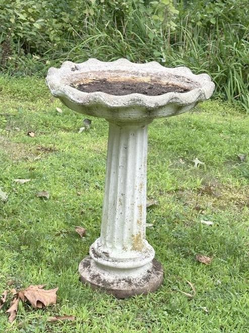 Older 2 part concrete bird bath from Hudson Valley estate (1 of 1)