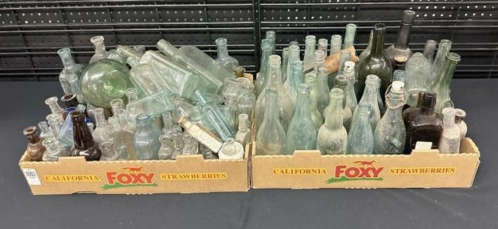 Big estate lot old BOTTLES, Soda, Medicinal, etc. Some Hudson Valley, just as we found them, a lot (1 of 4)
