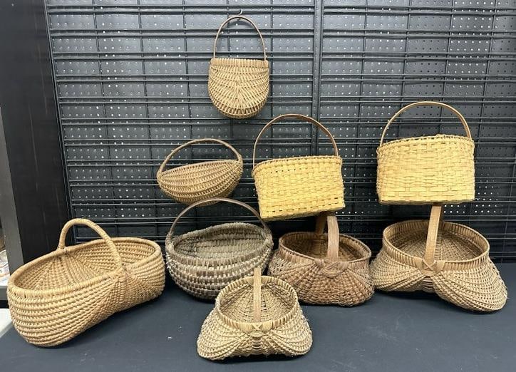 Estate lot (10) old country baskets, different forms, overall nice condition, from stone house in (1 of 7)