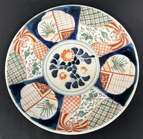 Japanese Imari porcelain charger in very nice estate condition. From estate in Hudson Valley,