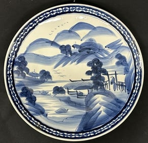 Japanese Imari porcelain charger in very nice estate condition. From estate in Hudson Valley,