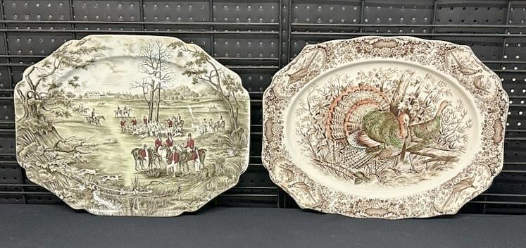 (2) JOHNSON BROTHERS large platters - including ( TALLY HO & WILD TURKEYS ), both in nice estate (1 of 4)
