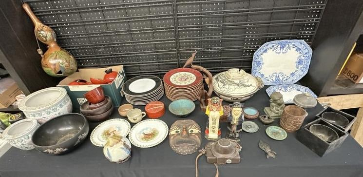 Big misc. estate lot including ASIAN ceramics, other dishes, old 35 mm camera, etc. Some vintage and (1 of 14)