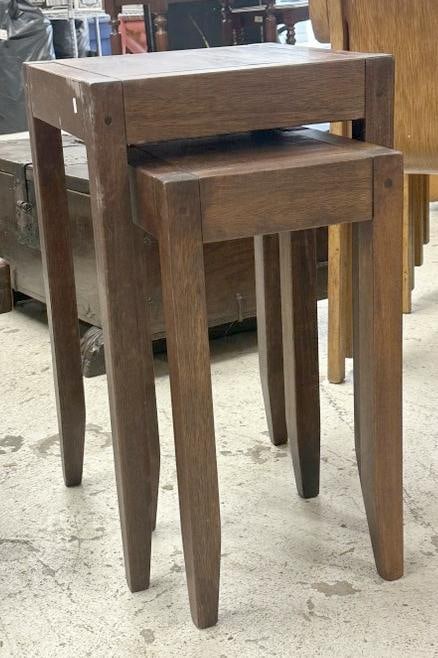 (2) pc. Nest of tables, origin unknown, maybe one of the islands, structurally sound, hardwood…..: (2) pc. Nest of tables, origin unknown, maybe one of the islands, structurally sound, hardwood…..