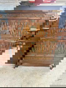 Asian hardwood multi drawer cabinet on a base, nice graining, from Hudson Valley estate of a Korean