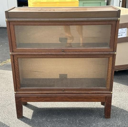 GLOBE-WERNICKE (2) stack barrister bookcase, quarter sewn oak, in nice clean estate condition, (1 of 2)