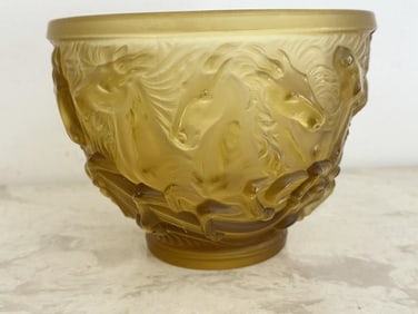 Bohemian Art Deco vase by JOSEF INWALD for Barolac, circa 1930's with horses all the way around. In