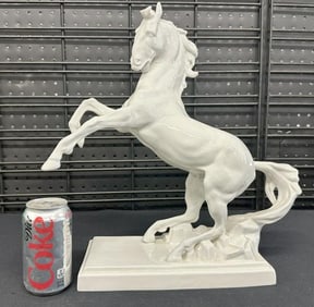 Large ROYAL DUX white porcelain prancing horse, in fine estate condition, marked on bottom as