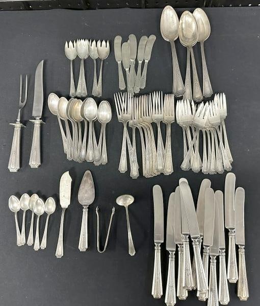 Estate STERLING SILVER flatware set, not monogrammed, fresh from Hudson Valley estate. Hallmark of (1 of 7)