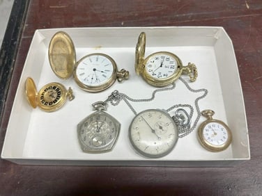Estate pocketwatch lot, includes some older and not so old, just as we found them, gold filled is