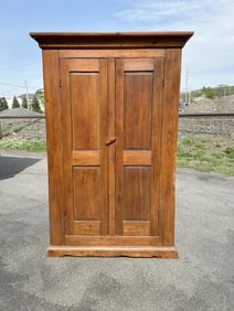19th century (2) door pine cupboard from stone house in Stone Ridge, New York, structurally sound.