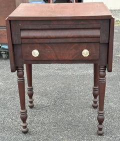 Period Empire dropleaf stand, from stone house in Stone Ridge, New York. Structurally sound, leaves