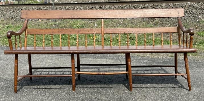 19th c country bench from stone house in Stone Ridge, New York, structurall sound, nice old patina, (1 of 3)