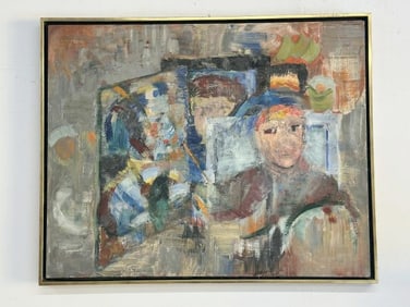 Circa 1960's impressionist o/b with figures, unsigned, from Hudson Valley estate, in frame of the