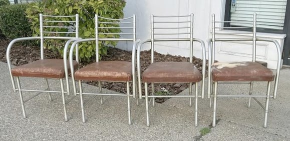 (4) Warren McArthur fabulous aluminum chairs, found in barn in boxes upstairs in loft. His Father