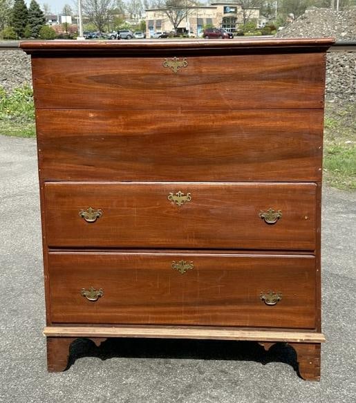 19th century pine lift top blanket chest with (2) drawers underneath, from stone house in Stone (1 of 4)
