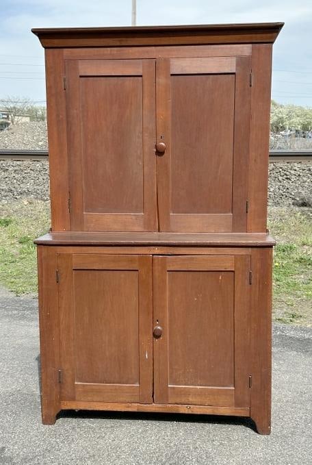 Nice Hudson Valley stepback cupboard, looks like cherry, great form, great patina, structurally (1 of 5)