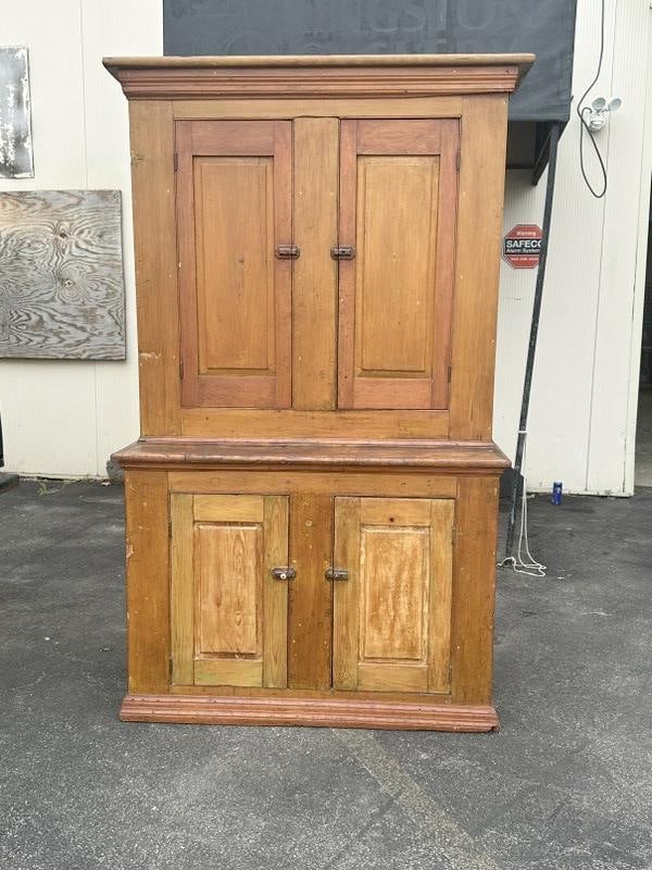 19th century Hudson Valley (4) door stepback cupboard, from estate in New Paltz, New York. (1 of 4)
