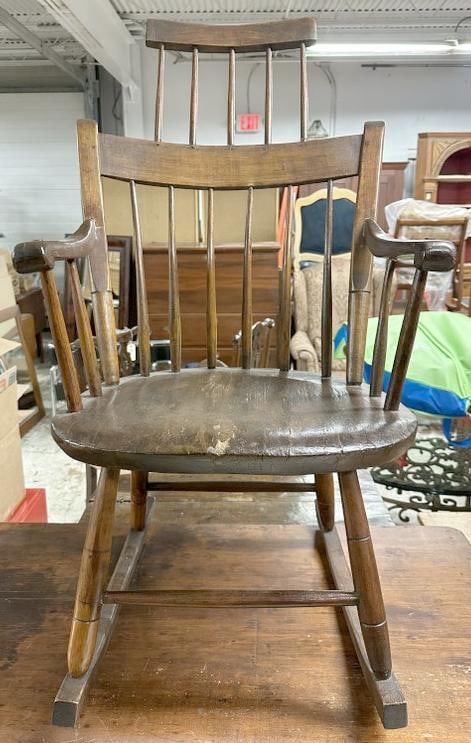 19th century spindleback rocking chair, from Hudson Valley estate, structurally sound, looks like (1 of 2)