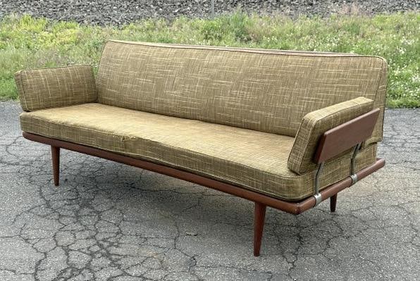 JOHN STUART Mid Century Modern sofa, from local estate in Hudson Valley, has original fabric with (1 of 8)