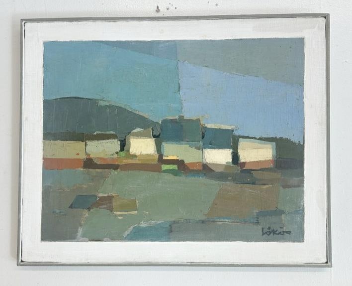Stefan Lokos (1913 - 1994) Mid Century o/c impressionist ( Urban Landscape ), signed lower right, (1 of 4)