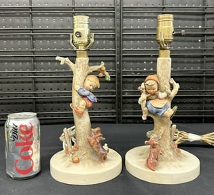 HUMMEL Apple Tree Girl & Apple Tree Boy lamps, in nice estate condition, I see no damage…..From