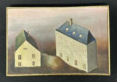 Wonderful impressionist o/b of (2) houses, initialed ( SP ), dated 1961. From fine estate collection