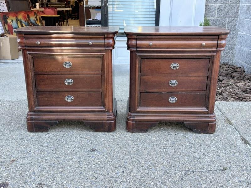 Pair contemporary cherry nightstands, clean condition, from Woodstock, N.Y. estate, they measure 30" (1 of 1)