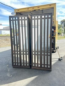 Pair decorative 1970's mirrored door cabinets with drawers inside, from fine Woodstock, N.Y. estate,