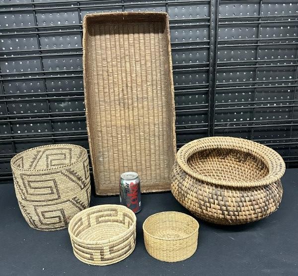 (5) Native American handmade baskets, found in Hudson Valley estate. Nice overall condition, just as (1 of 7)