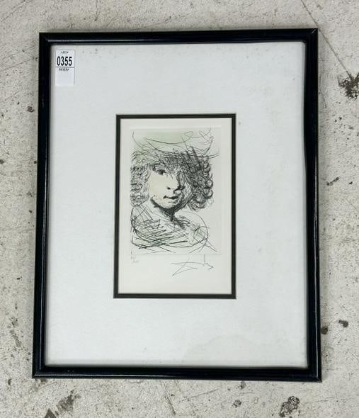 Salvador Dali (1904 - 1989) pencil signed ( Rembrandt ) etching, number 82 of 250, in black (1 of 2)