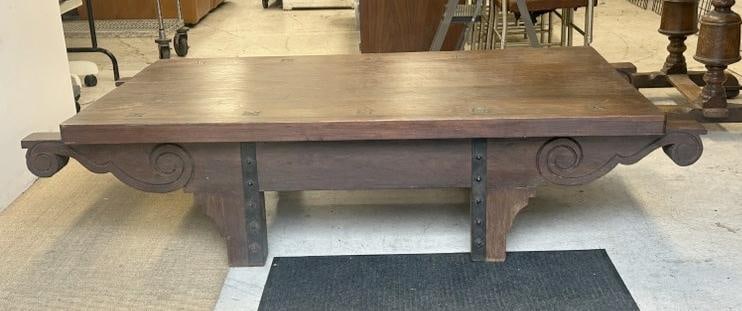 Large almost Asian in appearance coffee table, ( Made in Mexico ), thick top, very very heavy, (1 of 6)
