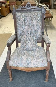 Nice clean Eastlake walnut armchair, from fine Woodstock, N.Y. non smoking estate…..structurally