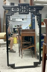 Black Asian style mirror, lightweight, nice form, made of a composition like material, from local