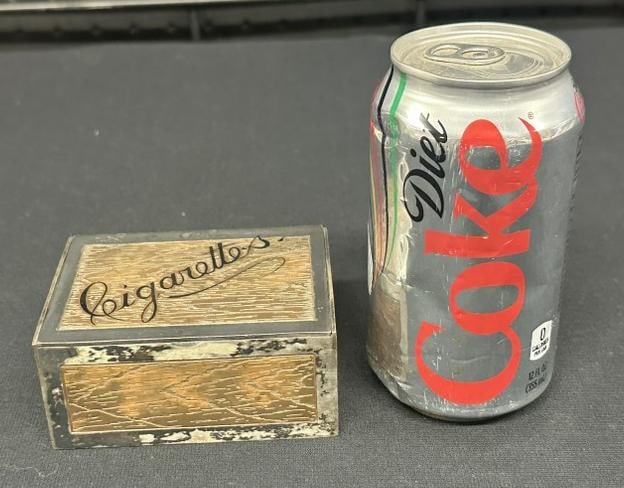 20th c TIFFANY & CO. silver plated trompe I'oeil Cigarette Box…...measures 3.75" across x 2.75" (1 of 9)