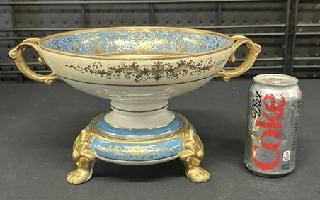 Antique NIPPON hand painted scenic porcelain compote on base (2 pieces ), from local estate, in nice