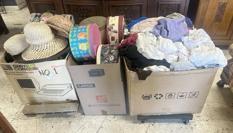 Large estate lot vintage ladies clothes, shawls, scarves, handbags, hats, and related, great lot for (1 of 8)