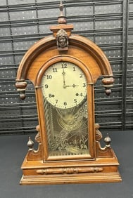 GILBERT walnut Victorian mantel clock, from local estate, nice original condition, with clock key
