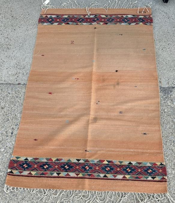 Estate Indian style handmade wool rug, from Hudson Valley estate, has a few dirt spots , just as we (1 of 3)