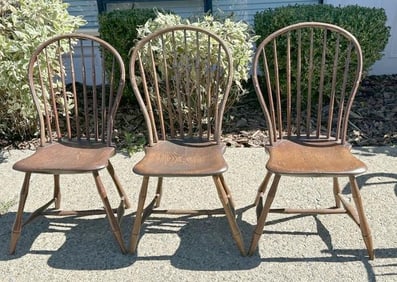 (3) WINDSOR chairs, from estate in Woodstock, N.Y. wear to finish, structurally sound…..just as we