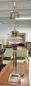 Wonderful Victorian era Corinthian column oil lamp converted to electric…..polished brass, nice
