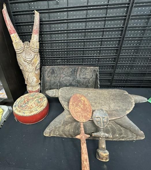 Estate lot wooden African & other wares…..from Woodstock NY estate.: Estate lot wooden African & other wares…..from Woodstock NY estate.