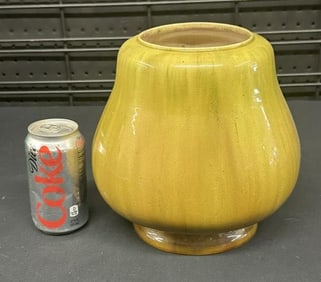 Charles Volkmar art pottery oil lamp base, unsigned, in nice estate condition. Measures 9" high, one