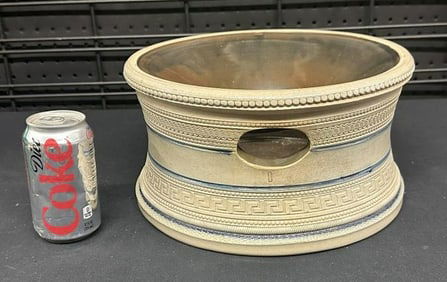 Antique American Salt Glazed Stoneware Spittoon…..most likely made by ( WHITE'S POTTERY CO. UTICA,