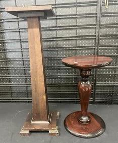 (2) mahogany older pedestals, from Albany, N.Y. estate, structurally sound, one measures 26.5" high,