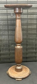 Circa 1910 oak pedestal, structurally sound, from Albany, N.Y. estate, measures 34" high x 12.5"