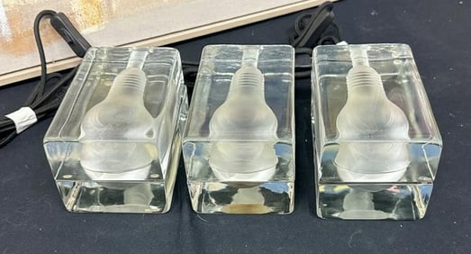 (3) glass ( BLOCK LAMPS ), designed by Harri Koskinen for ( DESIGN HOUSE SWEDEN ), found in local