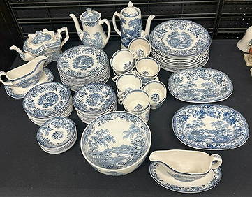 (91) pcs. (CLARICE CLIFF) Royal Staffordshire dinnerware ( TONQUIN ) pattern…..in nice estate (1 of 12)