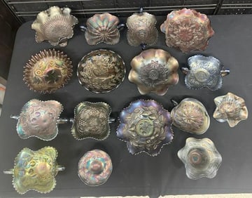 (16) pcs. Vintage CARNIVAL GLASS, from local estate collection, overall very nice condition, one