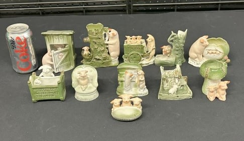 (11) PIG FAIRING porcelain figurines, nice overall estate collection, good lot for a dealer or